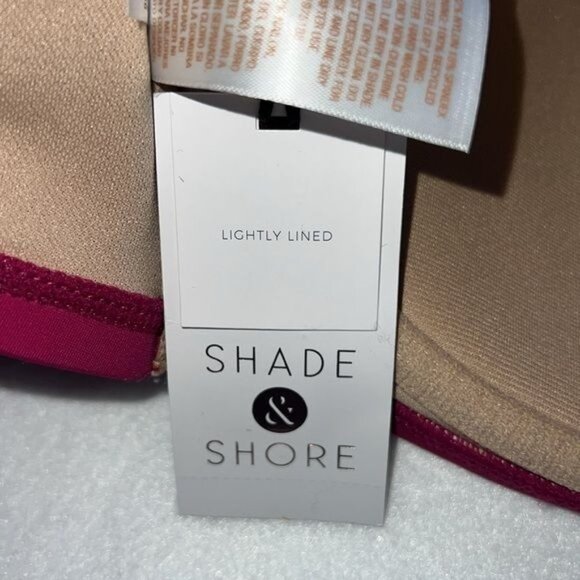 Shade & Shore Womens Swim Top Size 34C Bright Pink Braided Halter Adjustable Str - Picture 6 of 8